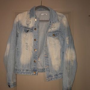 Distressed jean jacket